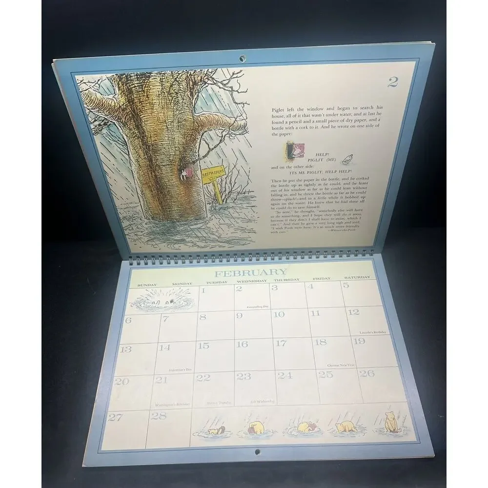 Vintage 1977‎ Winnie The Pooh Calendar Book Frameable Pages Piglet, Tigger